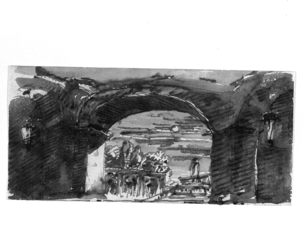 paesaggio (disegno, opera isolata) di Quarenghi Giacomo (attribuito) (fine sec. XVIII)