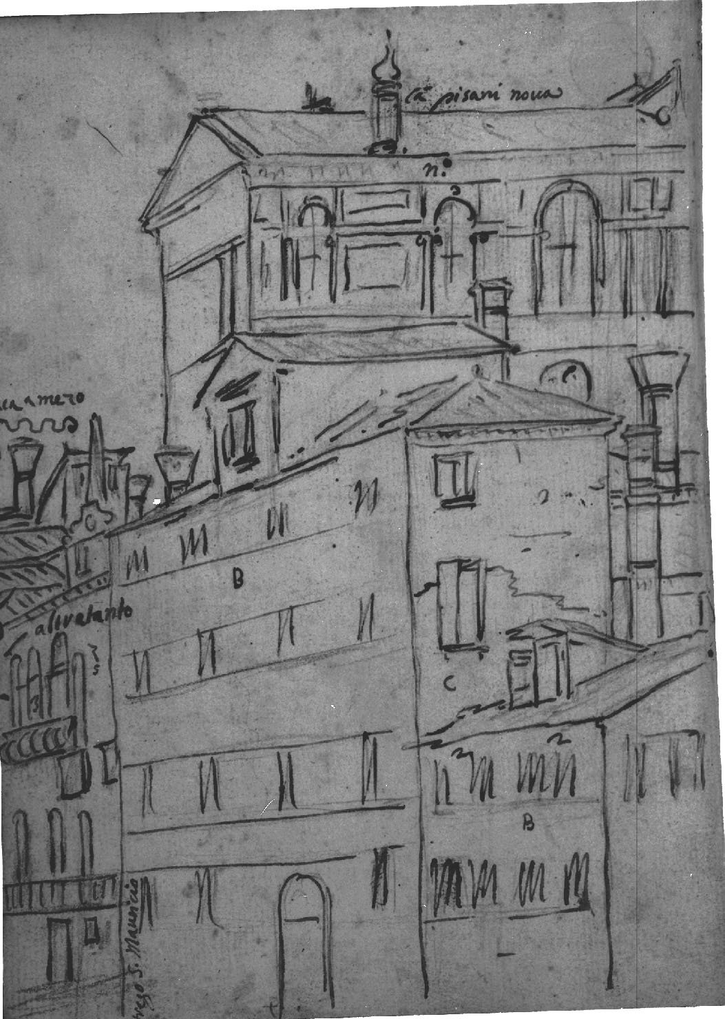 veduta di città (disegno, elemento d'insieme) di Canal Antonio detto Canaletto (secc. XVII/ XVIII)