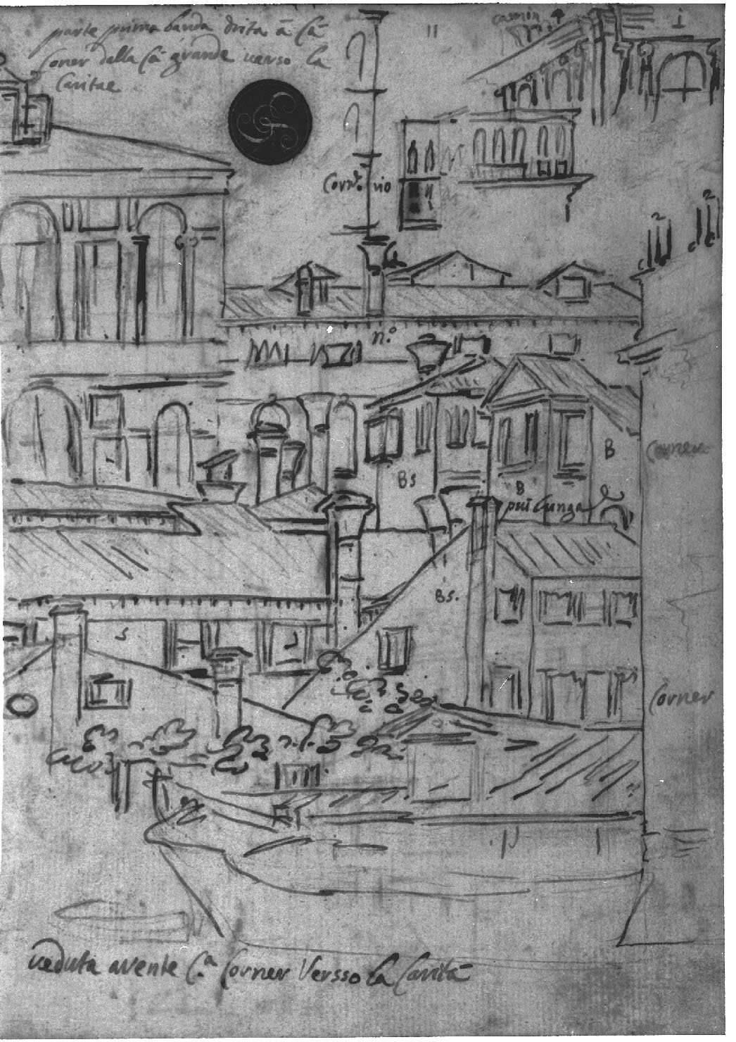 veduta di città (disegno, elemento d'insieme) di Canal Antonio detto Canaletto (secc. XVII/ XVIII)
