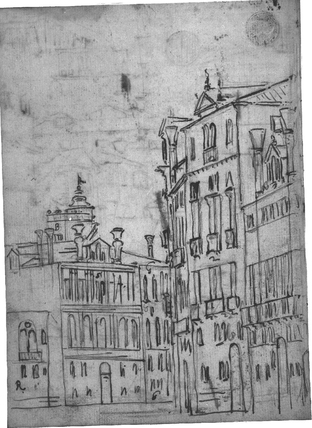 veduta di città (disegno, elemento d'insieme) di Canal Antonio detto Canaletto (secc. XVII/ XVIII)