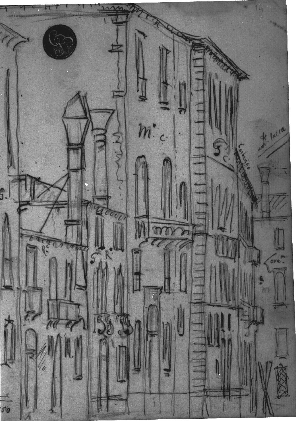 veduta di città (disegno, elemento d'insieme) di Canal Antonio detto Canaletto (secc. XVII/ XVIII)