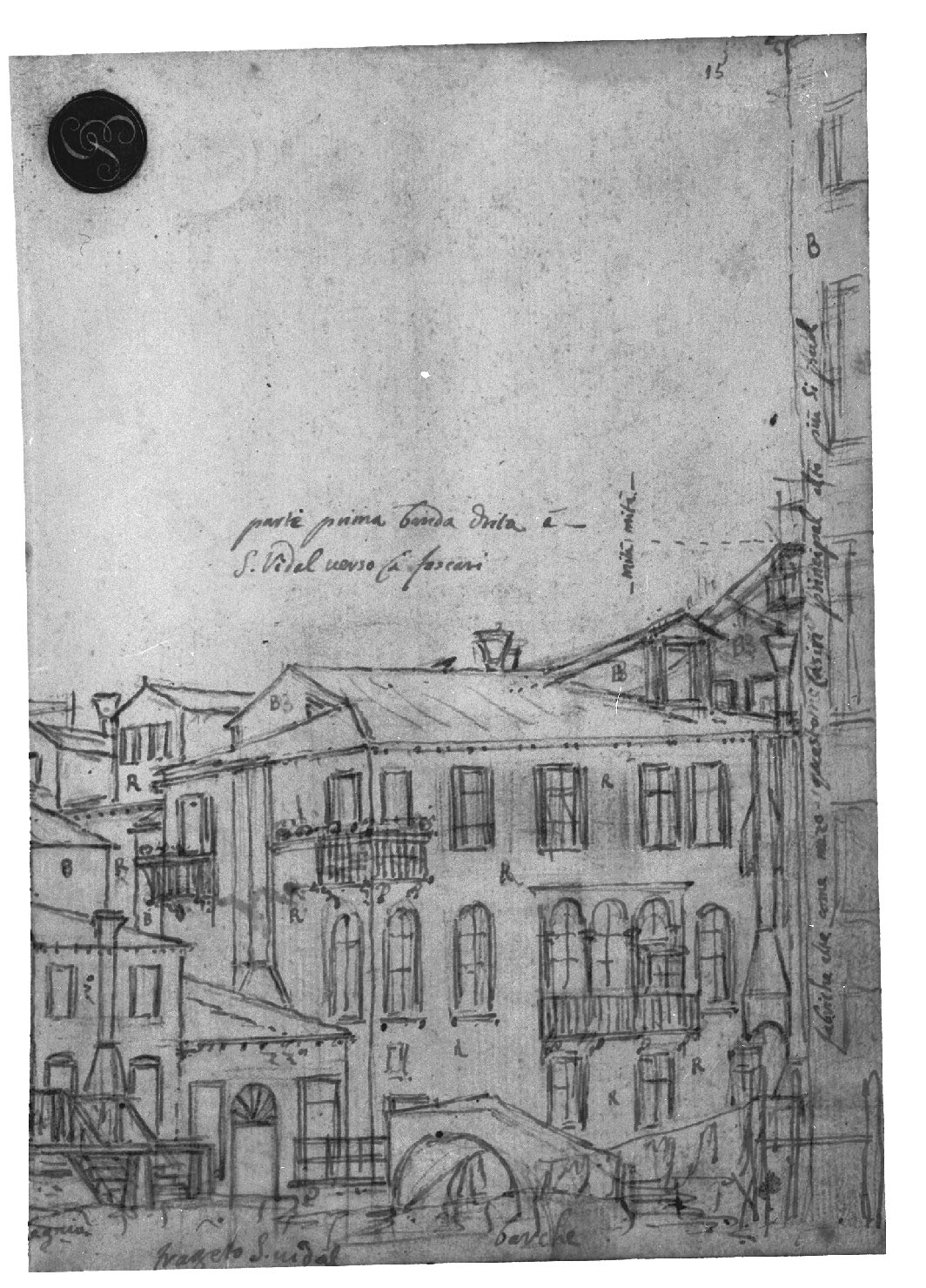 veduta di città (disegno, elemento d'insieme) di Canal Antonio detto Canaletto (secc. XVII/ XVIII)