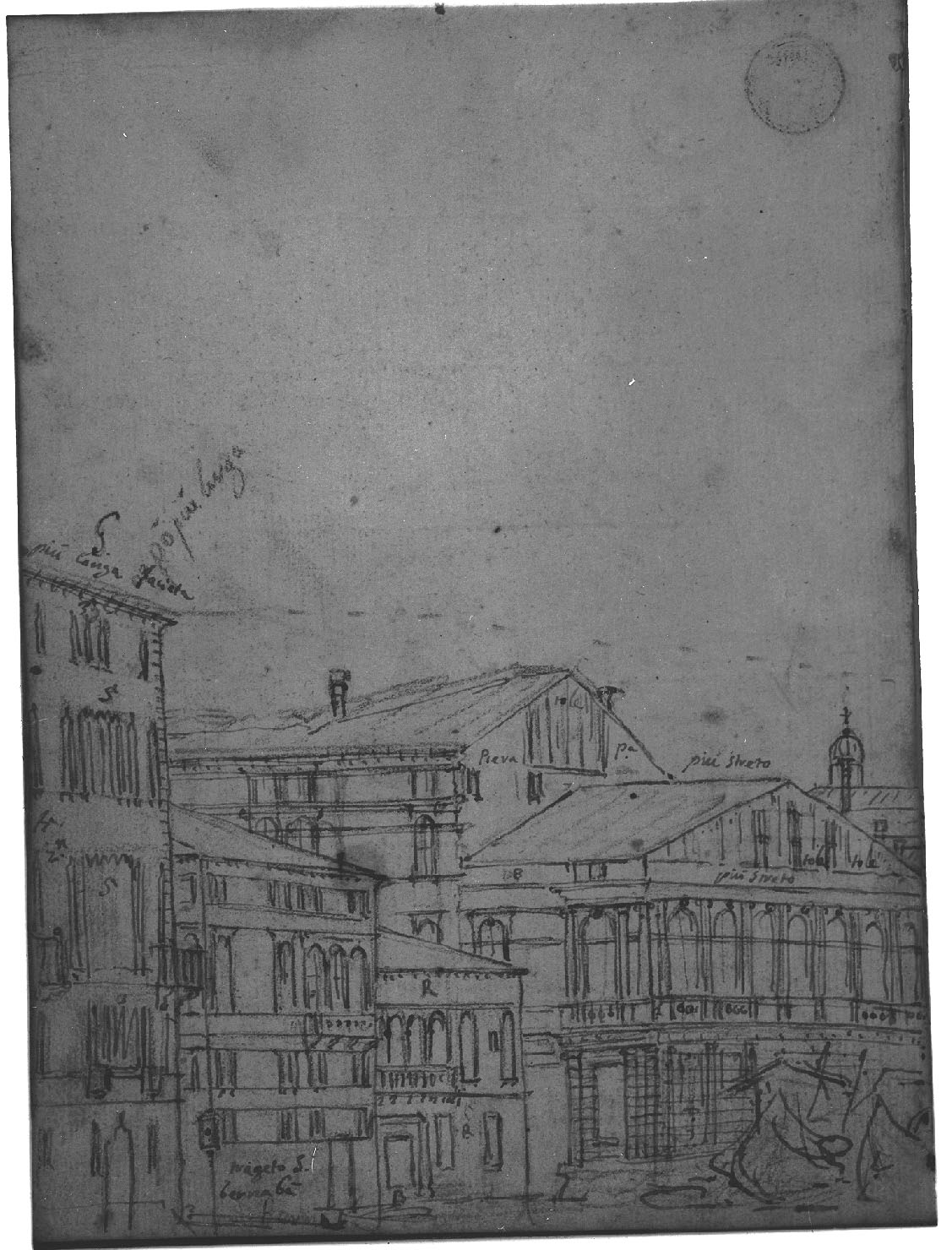 veduta di città (disegno, elemento d'insieme) di Canal Antonio detto Canaletto (secc. XVII/ XVIII)