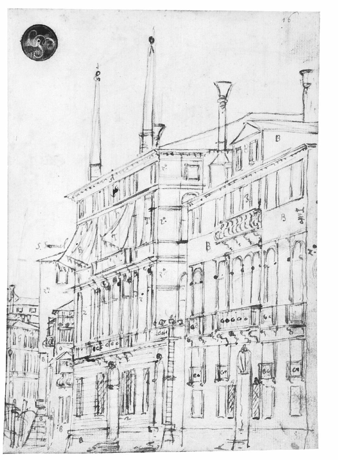 veduta di città (disegno, elemento d'insieme) di Canal Antonio detto Canaletto (secc. XVII/ XVIII)