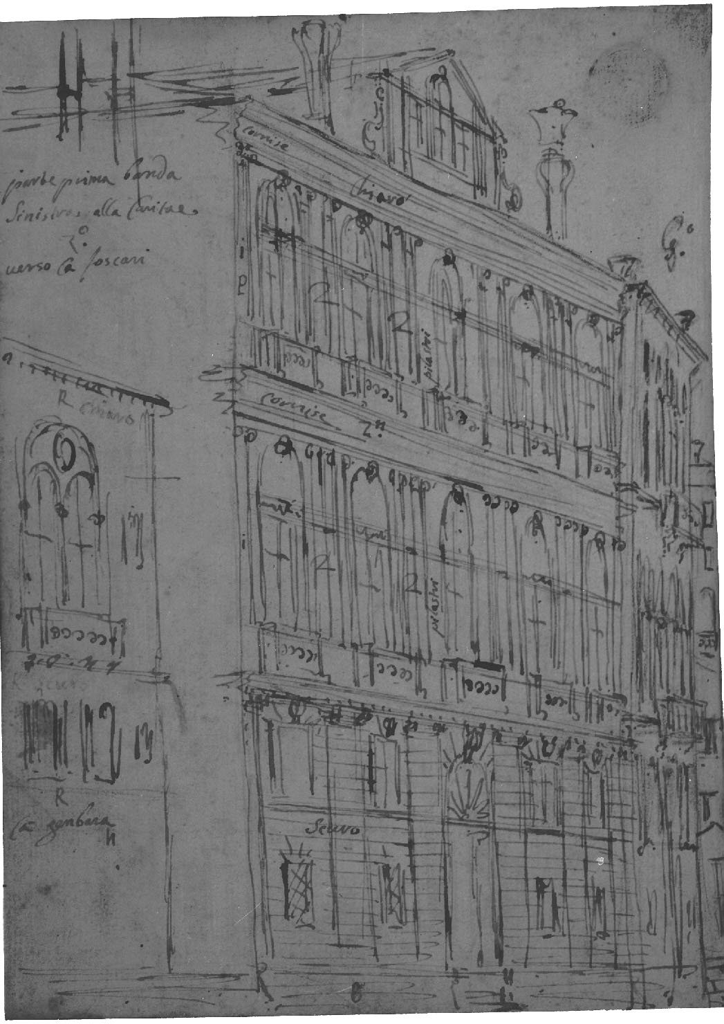 veduta di città (disegno, elemento d'insieme) di Canal Antonio detto Canaletto (secc. XVII/ XVIII)