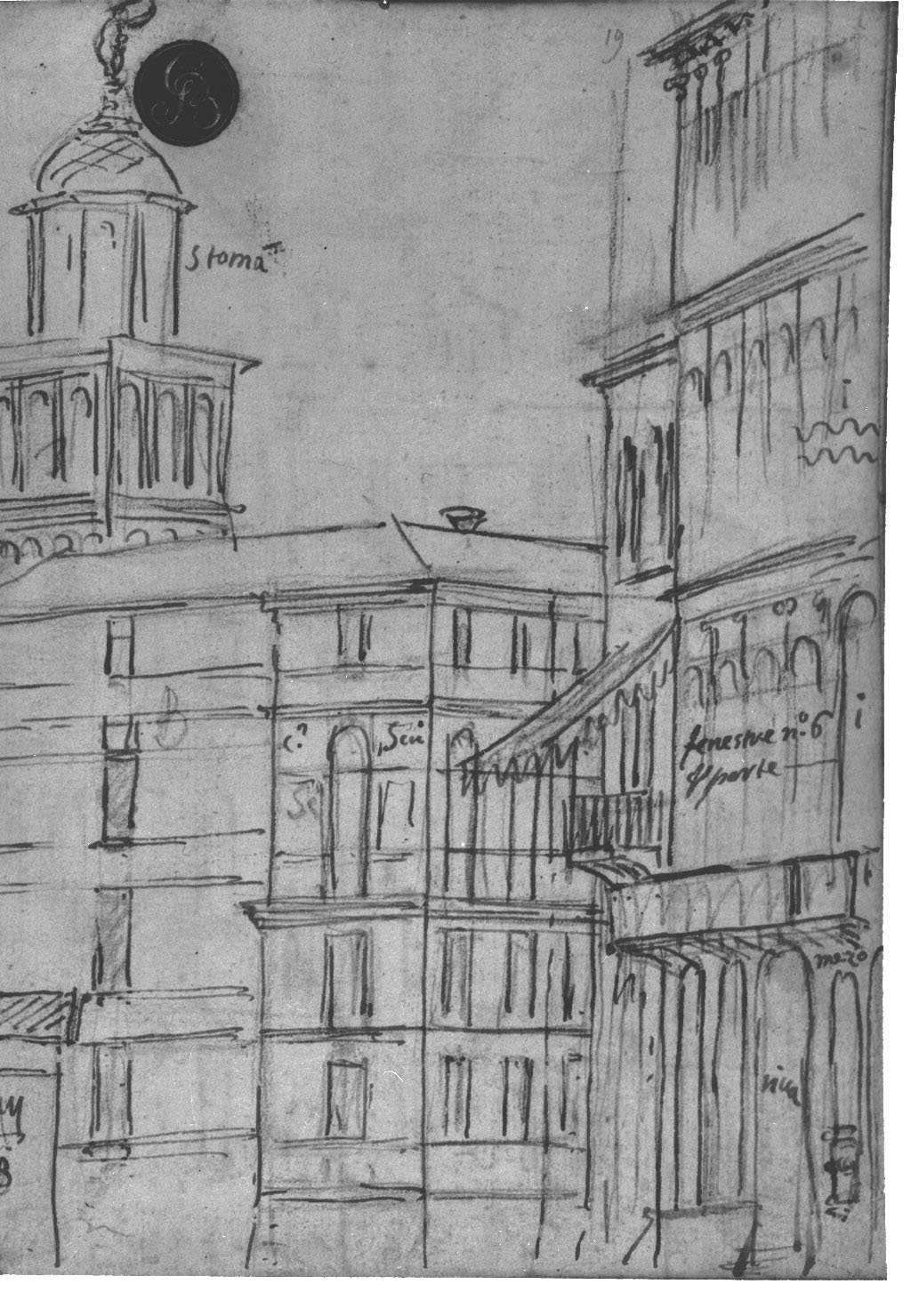 veduta di città (disegno, elemento d'insieme) di Canal Antonio detto Canaletto (secc. XVII/ XVIII)