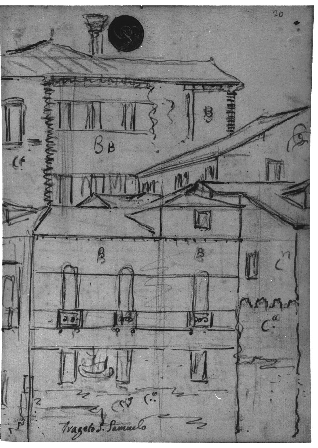 veduta di città (disegno, elemento d'insieme) di Canal Antonio detto Canaletto (secc. XVII/ XVIII)