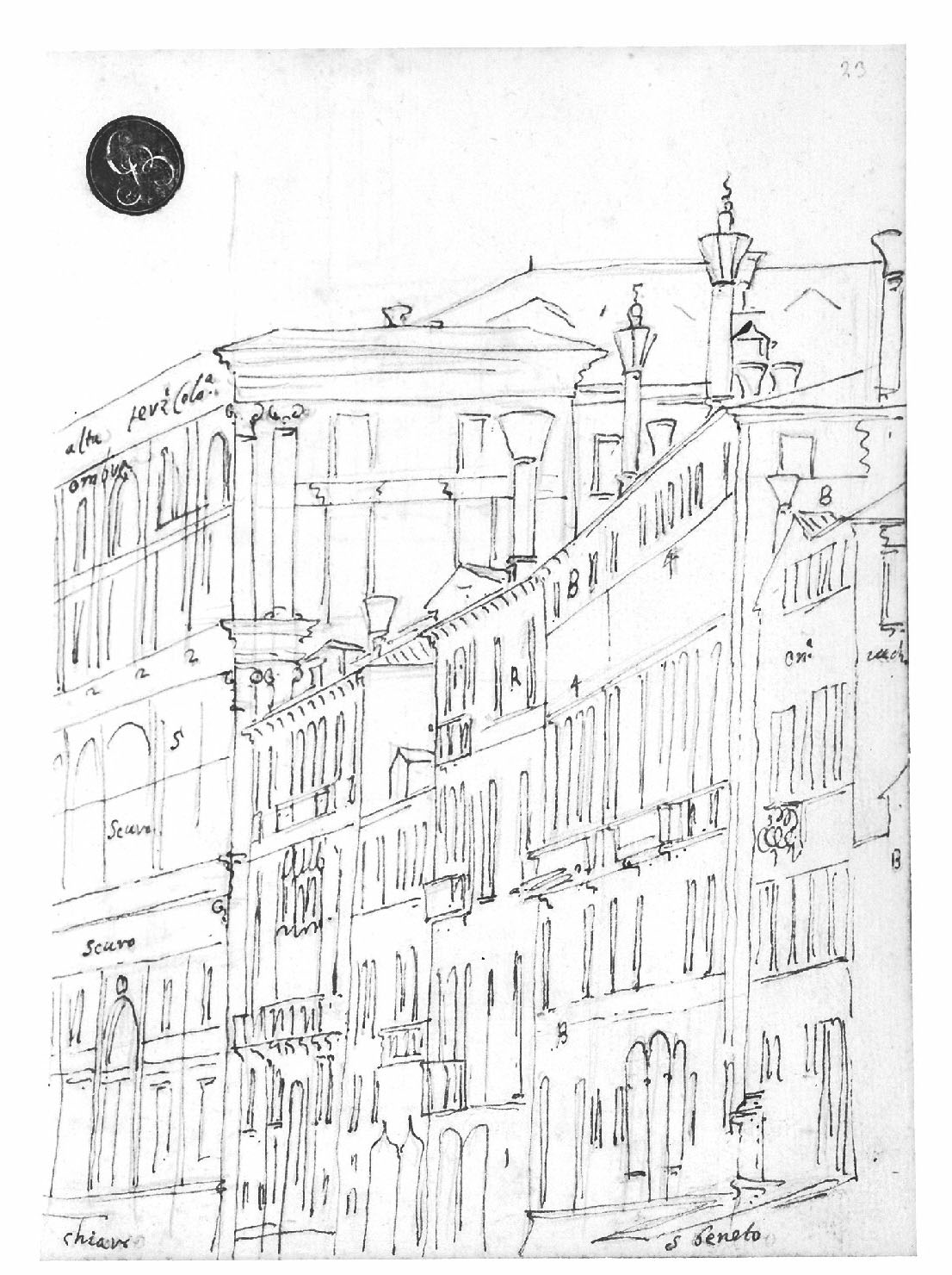 veduta di città (disegno, elemento d'insieme) di Canal Antonio detto Canaletto (secc. XVII/ XVIII)