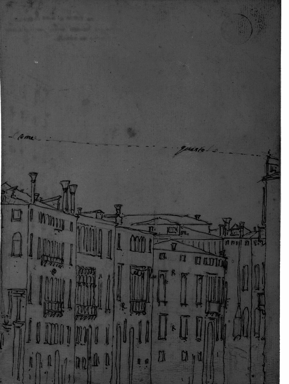 paesaggio con architetture (disegno, elemento d'insieme) di Canal Antonio detto Canaletto (secc. XVII/ XVIII)