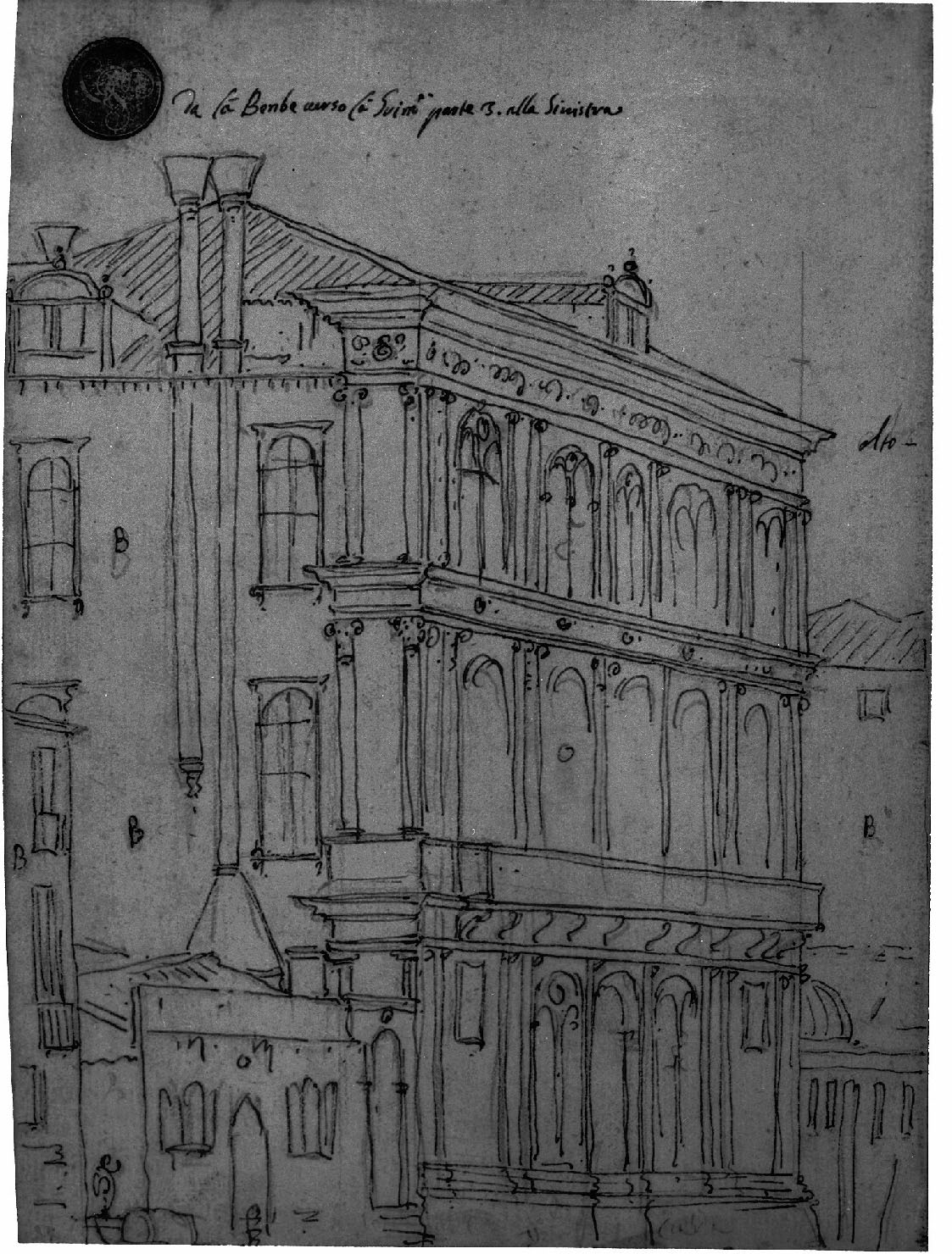 architettura (disegno, elemento d'insieme) di Canal Antonio detto Canaletto (secc. XVII/ XVIII)