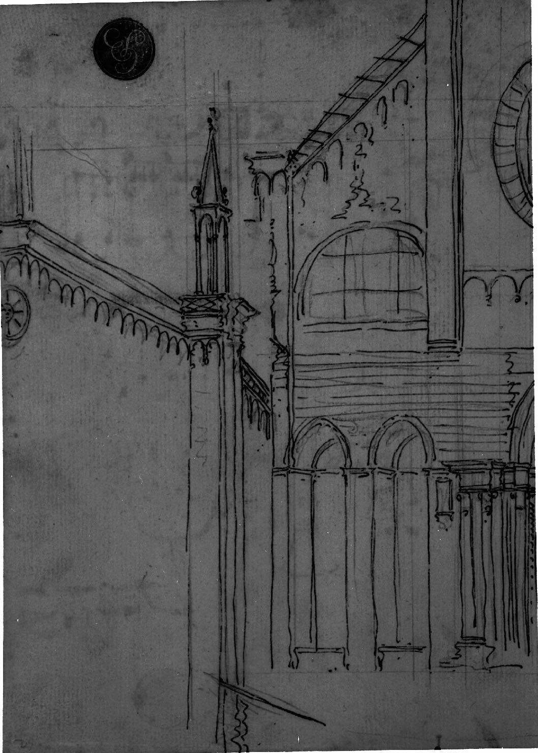 architettura (disegno, elemento d'insieme) di Canal Antonio detto Canaletto (secc. XVII/ XVIII)