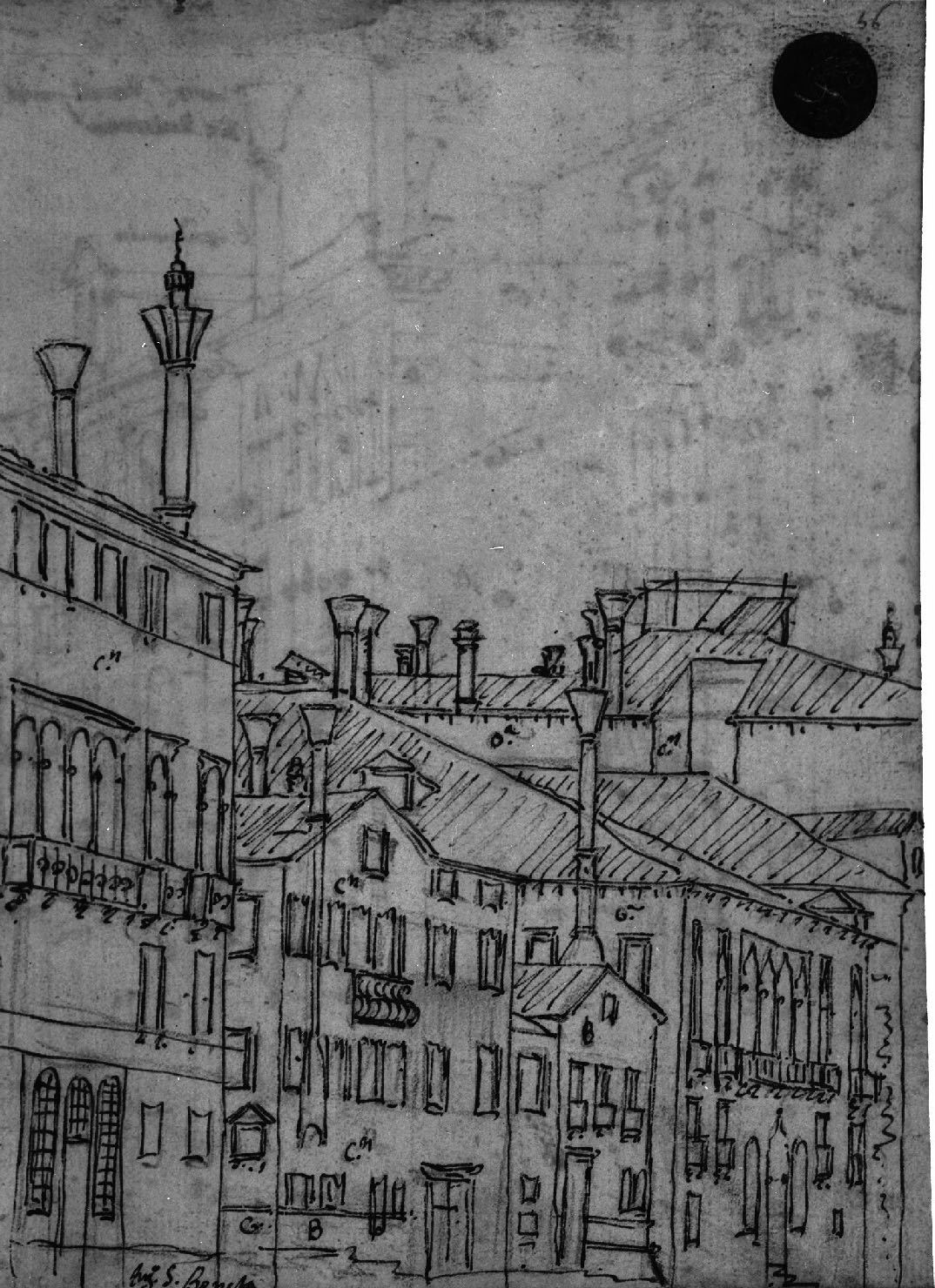 veduta di città (disegno, elemento d'insieme) di Canal Antonio detto Canaletto (secc. XVII/ XVIII)