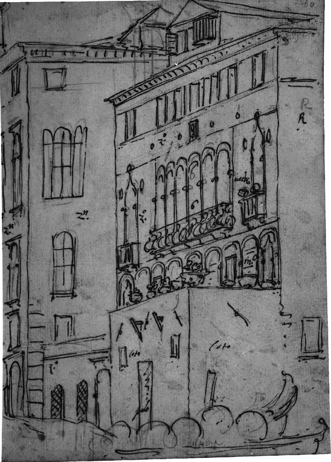 veduta di città (disegno, elemento d'insieme) di Canal Antonio detto Canaletto (secc. XVII/ XVIII)