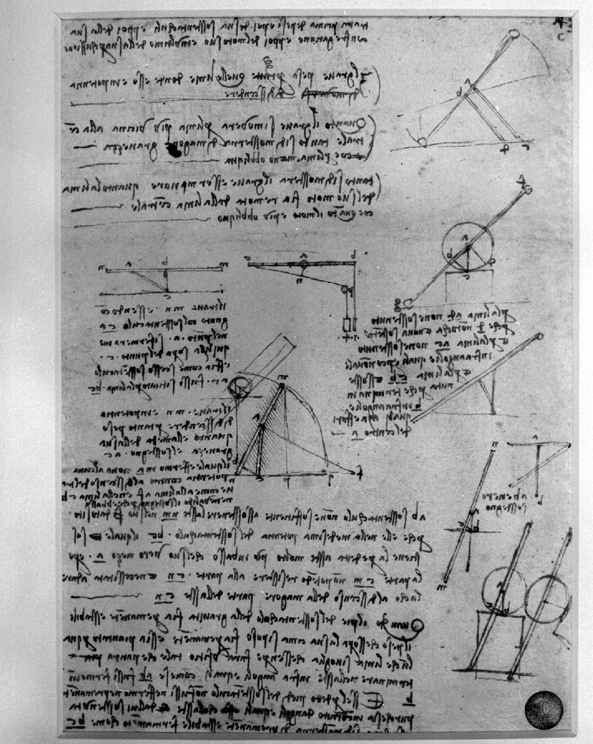 studi e annotazioni di meccanica (disegno, elemento d'insieme) di Benozzo di Lese detto Benozzo Gozzoli (sec. XV)
