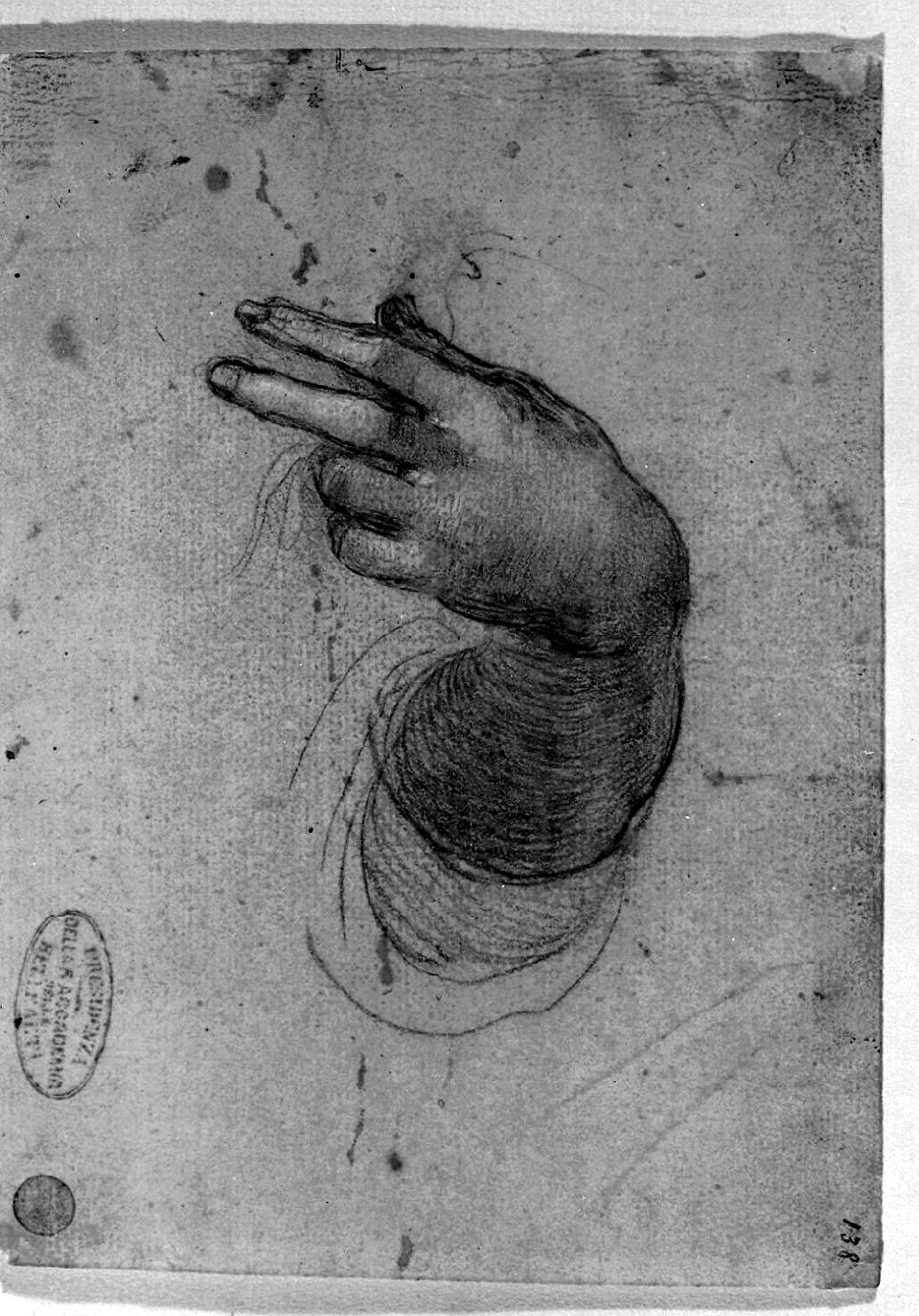 mano indicante (disegno, opera isolata) di Leonardo da Vinci (cerchia) (secc. XV/ XVI)