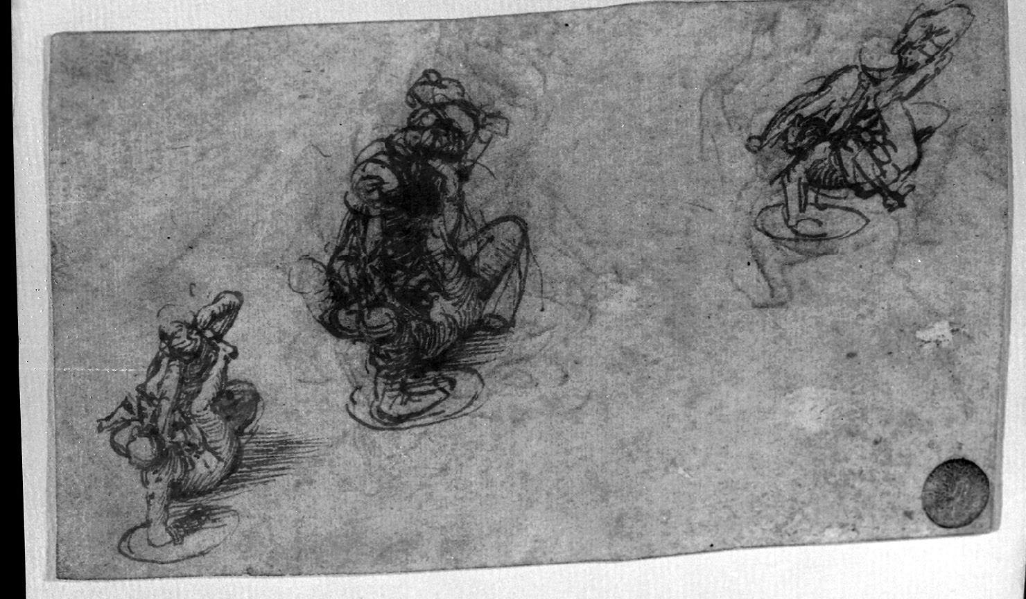 figure maschili (disegno, elemento d'insieme) di Leonardo da Vinci (secc. XV/ XVI)