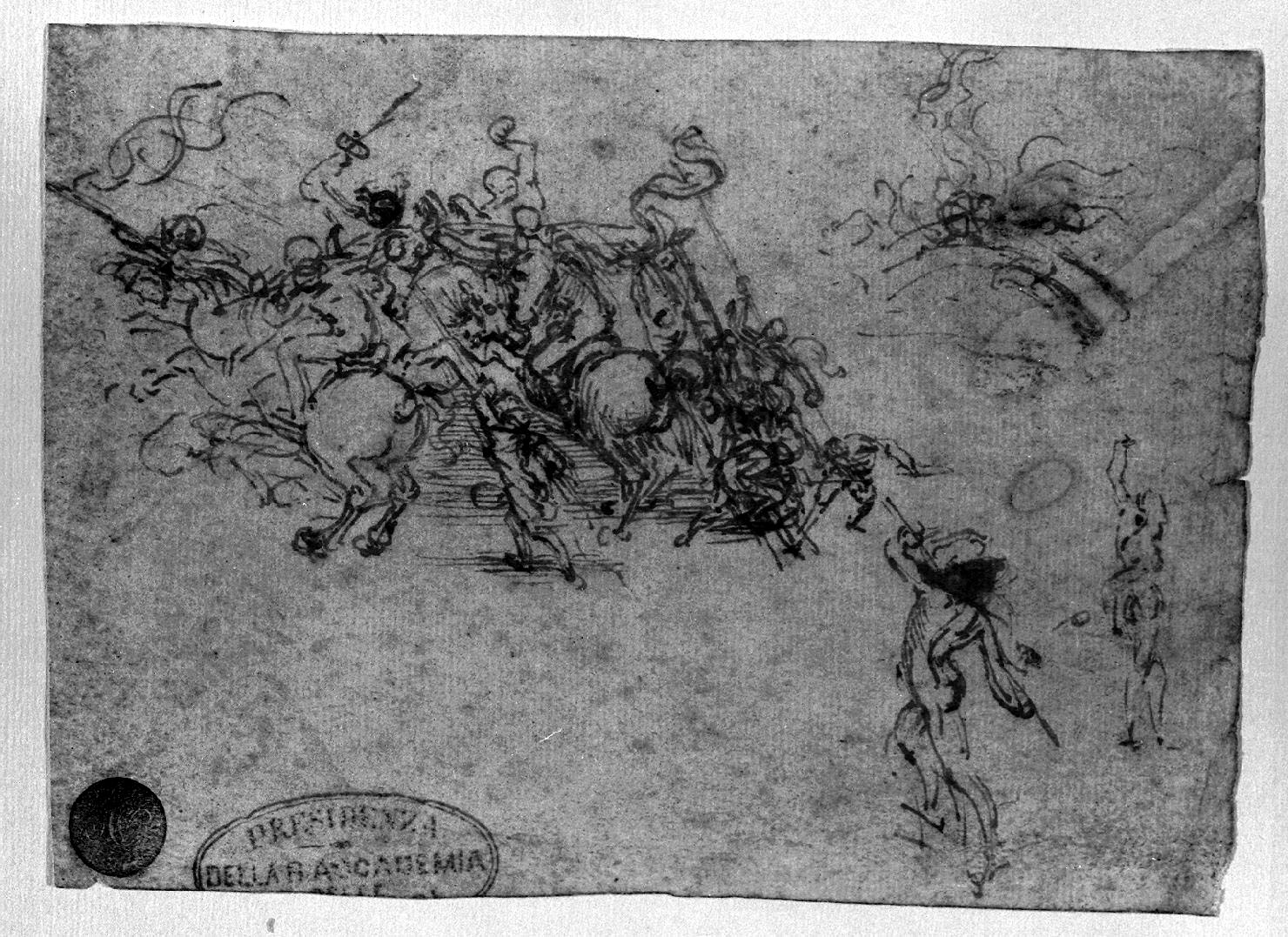 lotta di cavalieri (disegno, elemento d'insieme) di Leonardo da Vinci (secc. XV/ XVI)