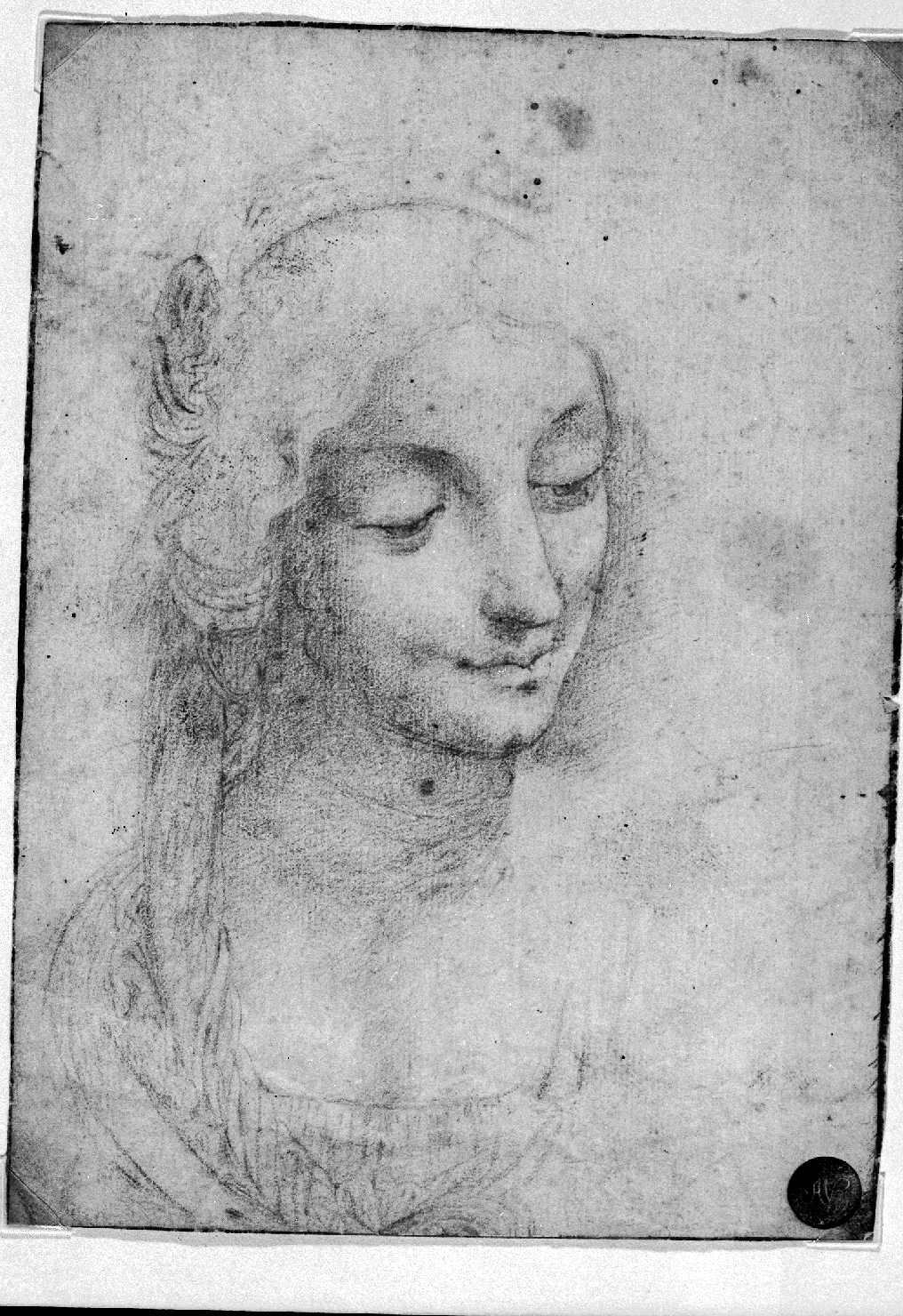 ritratto di donna (disegno, opera isolata) di Leonardo da Vinci (cerchia) (metà sec. XVI)