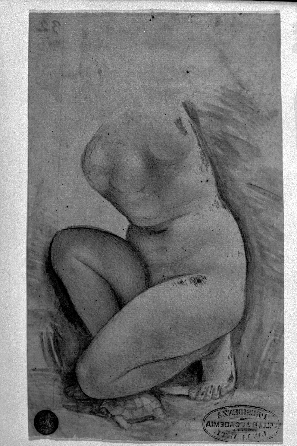 figura femminile inginocchiata (disegno, opera isolata) di Solario Andrea (primo quarto sec. XVI)