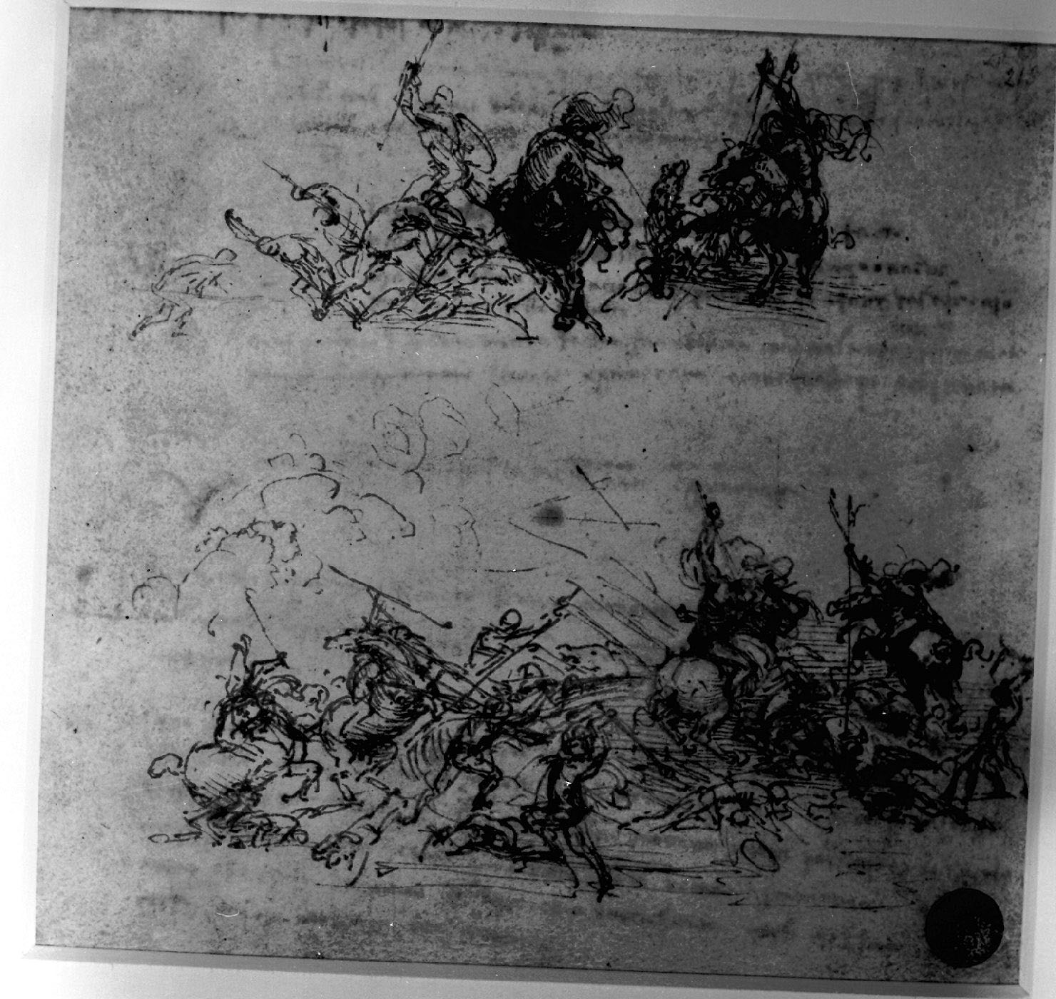 battaglia (disegno, elemento d'insieme) di Leonardo da Vinci (secc. XV/ XVI)