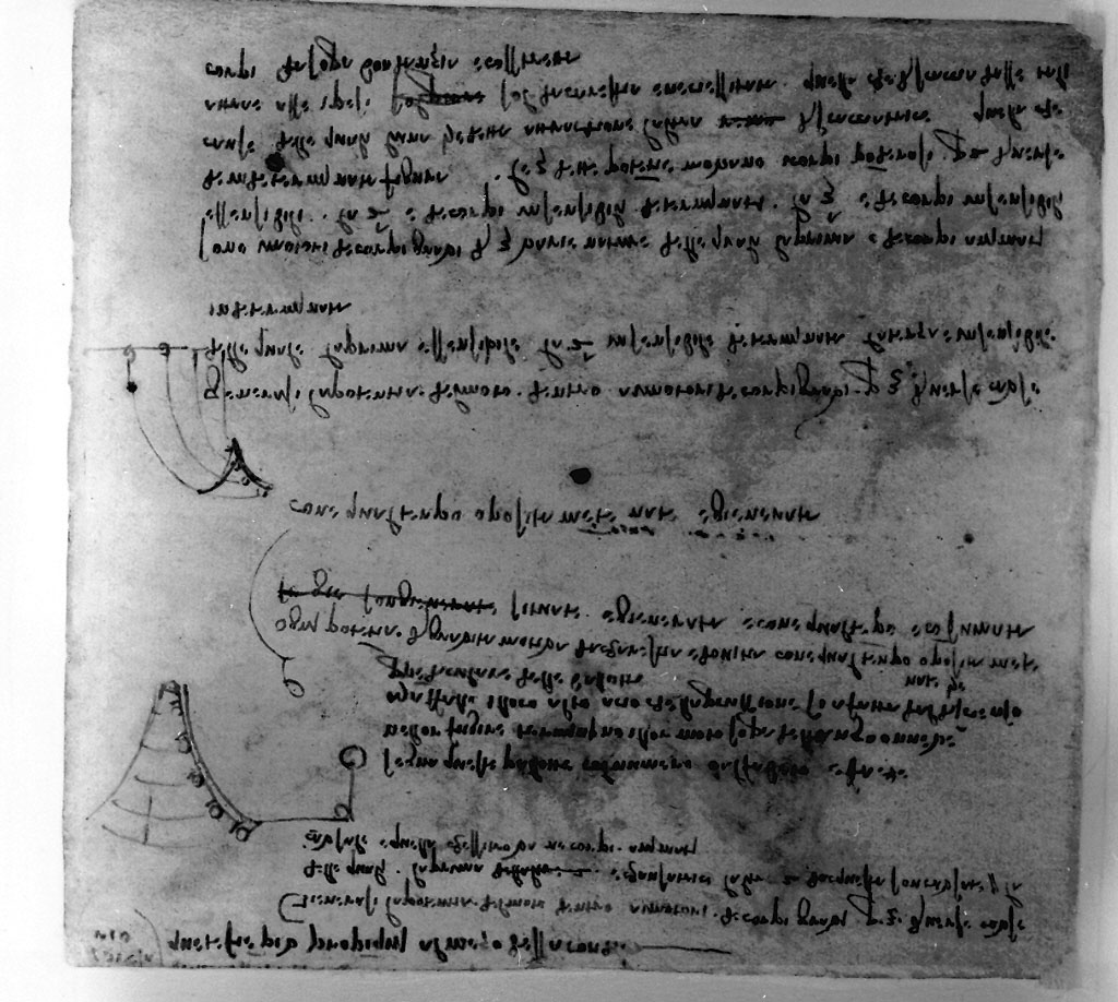 studi e annotazioni di meccanica (disegno, elemento d'insieme) di Leonardo da Vinci (secc. XV/ XVI)