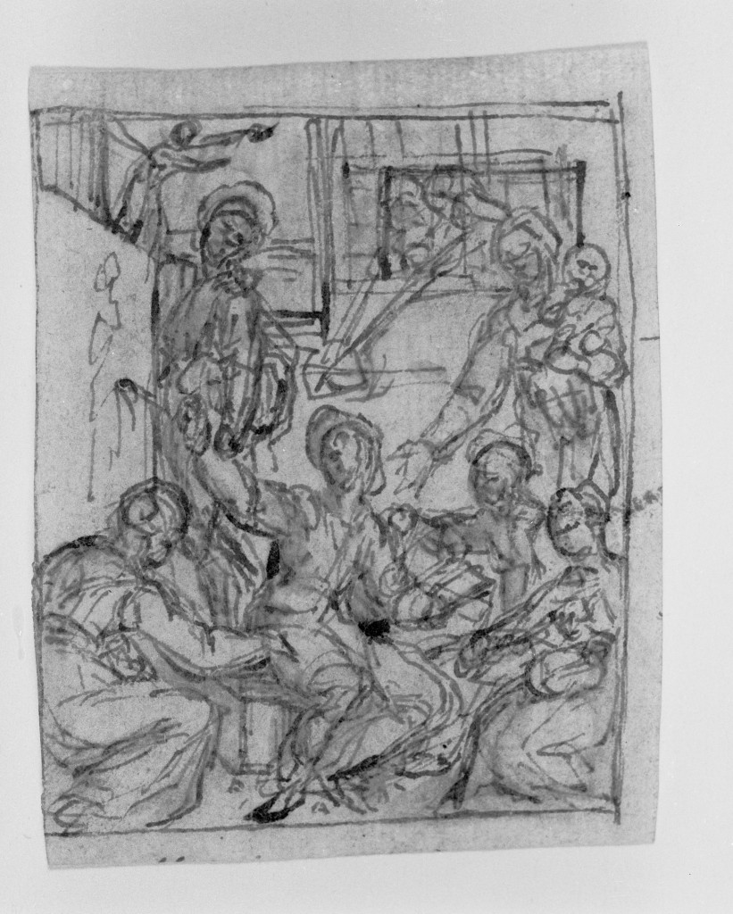 San Luca ritrae la Madonna (disegno, opera isolata) di Cresti Domenico (attribuito) (fine sec. XVI)