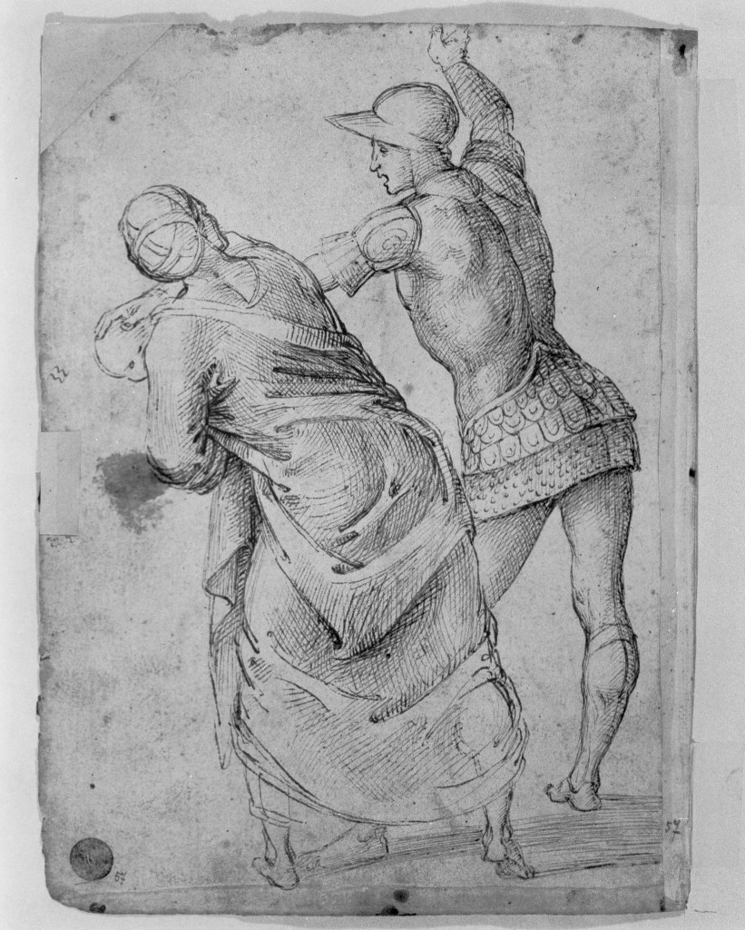figure maschili (disegno, opera isolata) - ambito fiorentino (primo quarto sec. XVI)
