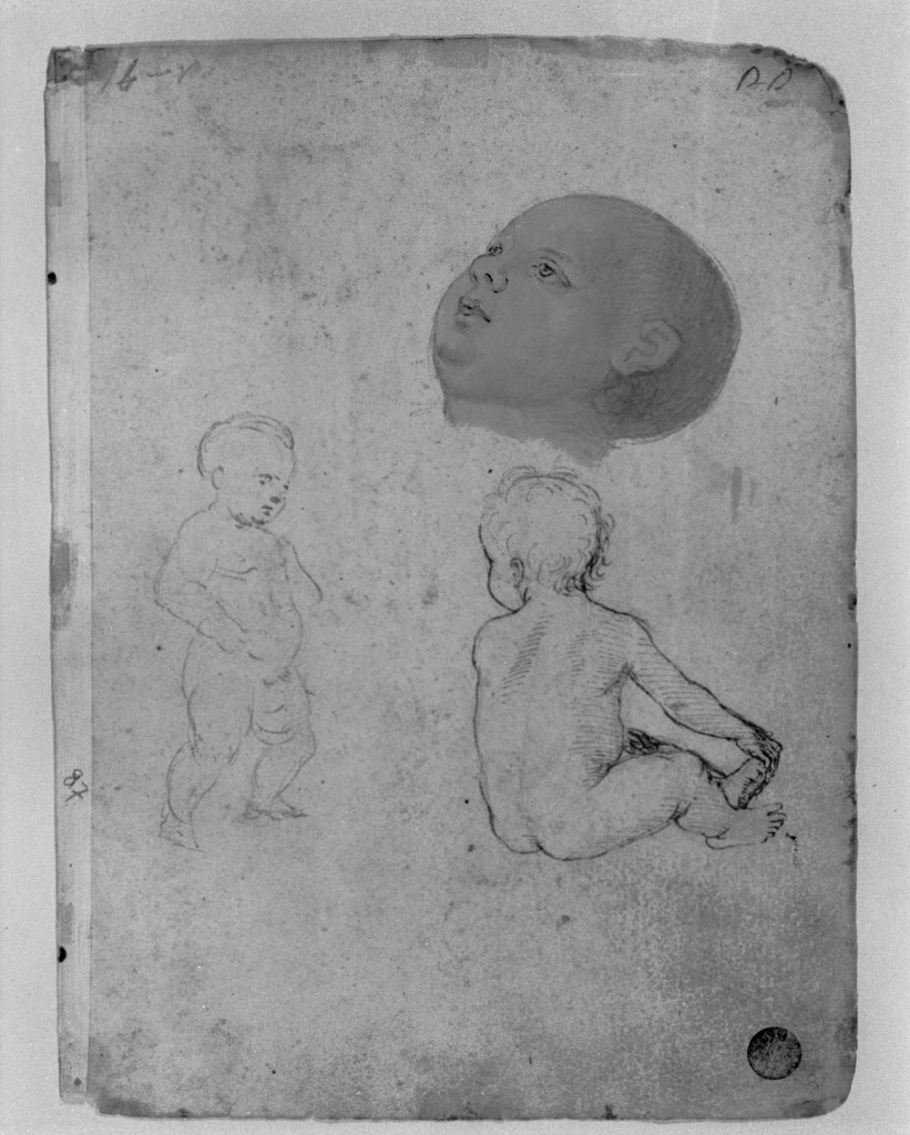 putti (disegno, elemento d'insieme) di Vannucci Pietro detto Perugino (cerchia) (inizio sec. XVI)