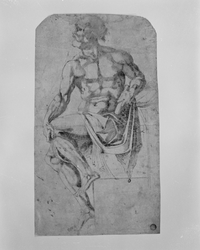 figura maschile di anziano (disegno, elemento d'insieme) di Bandinelli Bartolomeo detto Baccio Bandinelli (scuola) (sec. XVI)