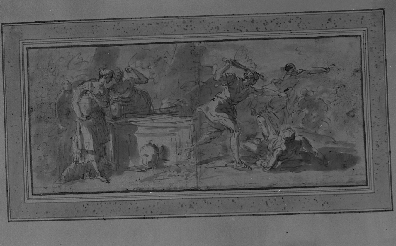 Mosè e le figlie d Jetro (disegno, elemento d'insieme) di Ricci Sebastiano (secc. XVII/ XVIII)