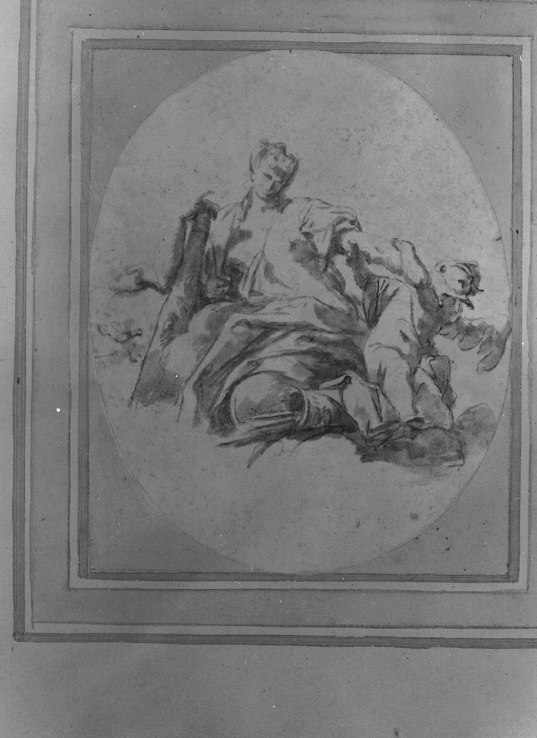 Onfale e Cupido (disegno, opera isolata) di Pittoni Giovanni Battista (secc. XVII/ XVIII)