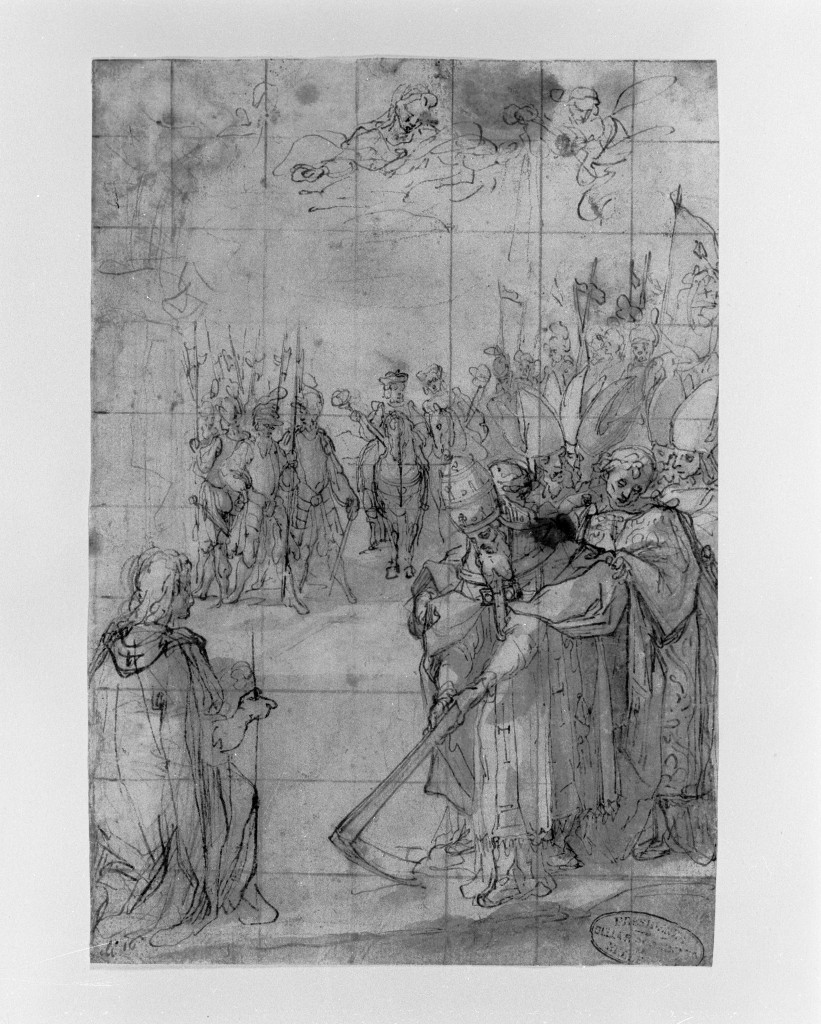 La fondazione di Santa Maria Maggiore (disegno, opera isolata) - ambito toscano (secc. XVI/ XVII)