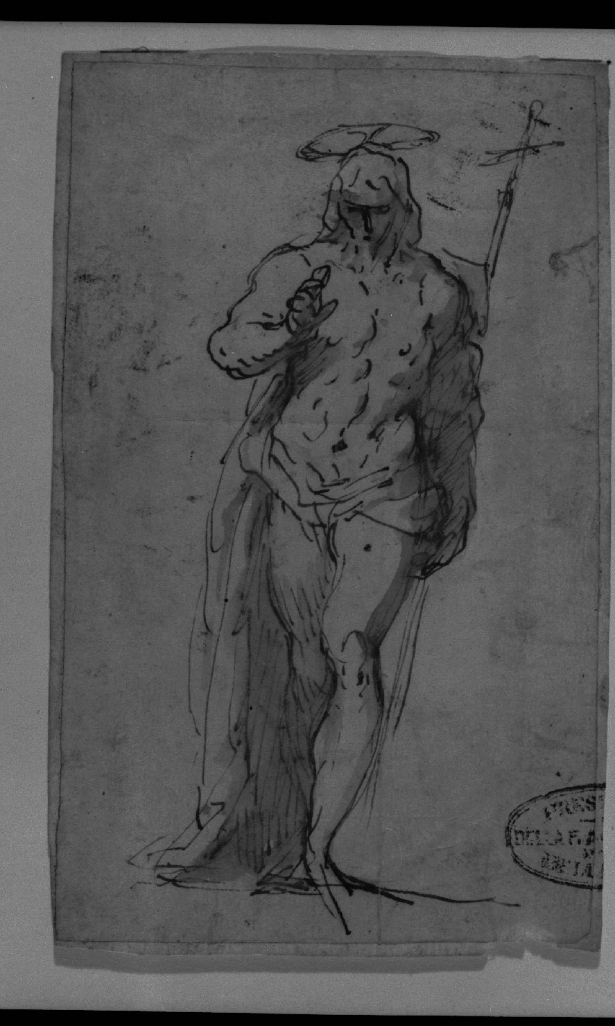 Cristo redentore benedicente (disegno, opera isolata) di Negretti Jacopo detto Palma il Giovane (inizio sec. XVII)