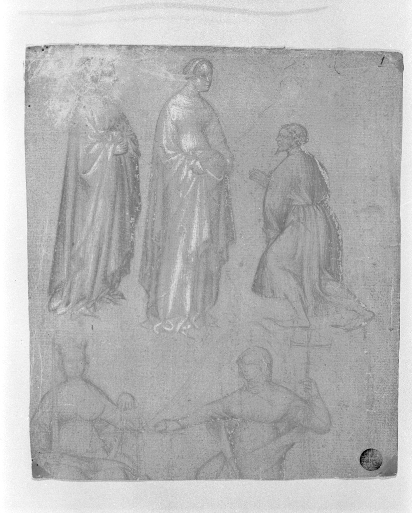 studio di figure (disegno, elemento d'insieme) - ambito lombardo (inizio sec. XV)