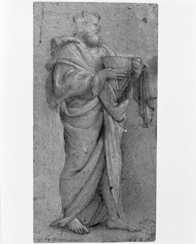 Figura virile con vaso, verso destra, figura maschile (disegno, opera isolata) di Suardi Bartolomeo detto Bramantino (secc. XV/ XVI)