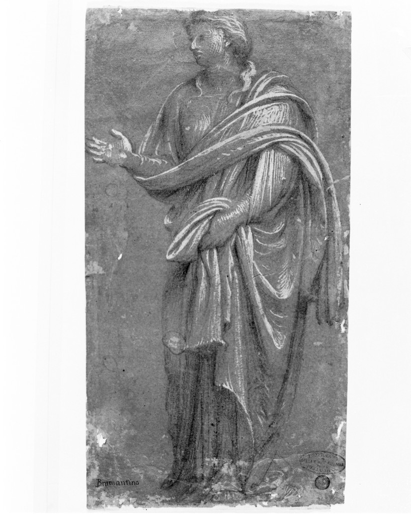 Maria Vergine annunciata, Madonna annunciata (disegno, opera isolata) di Suardi Bartolomeo detto Bramantino (secc. XV/ XVI)