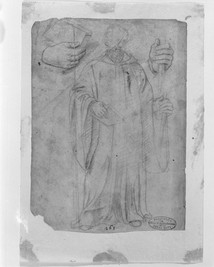 Studi per Santo abate, figura maschile di anziano (disegno, opera isolata) di Boccaccino Boccaccio (secc. XV/ XVI)