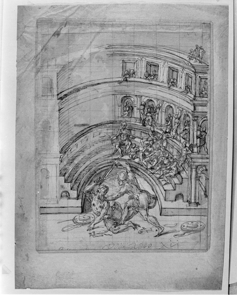 gladiatori nel circo (disegno, opera isolata) di Urbino Carlo (sec. XVI)