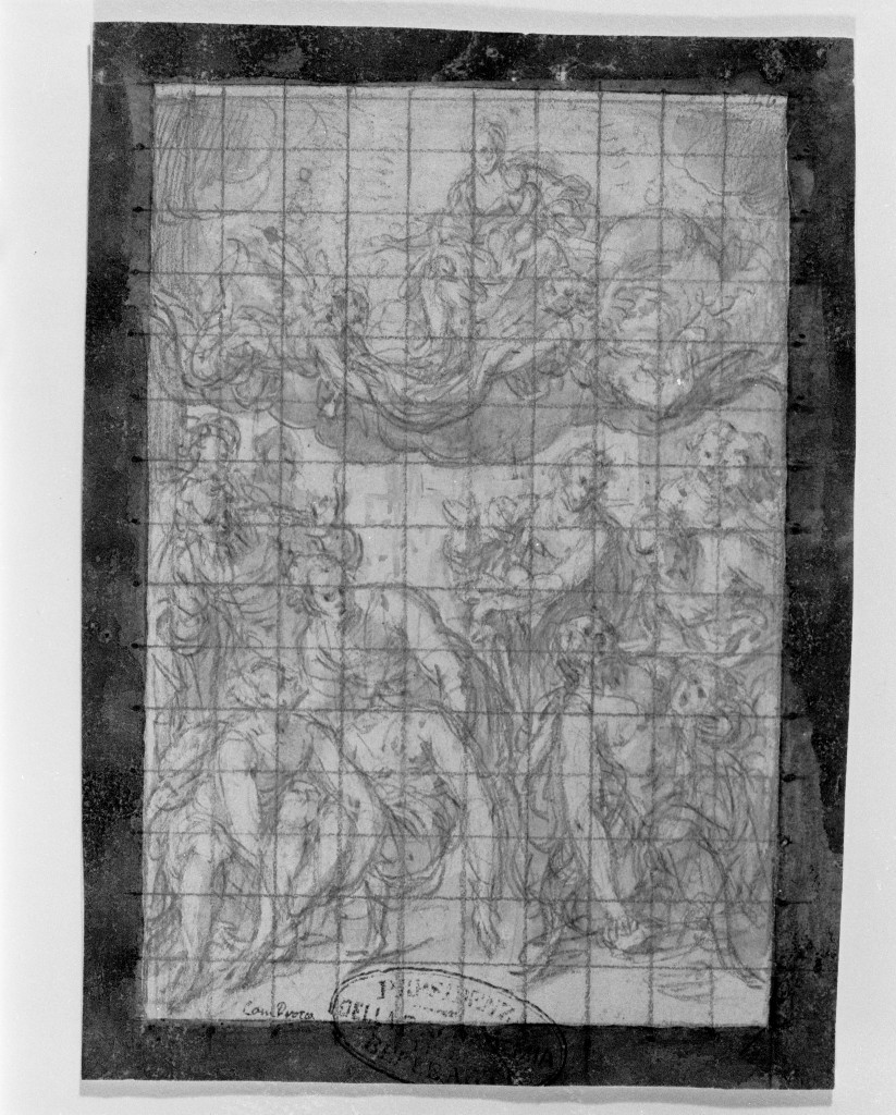 Apparizione della Vergine al funerale di una Santa, apparizione della Madonna (disegno, opera isolata) di Procaccini Camillo (secc. XVI/ XVII)