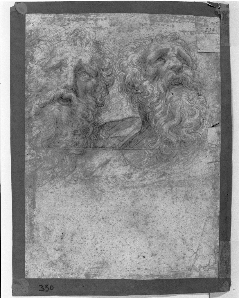 Due teste virili barbate, figura maschile (disegno, opera isolata) di Procaccini Camillo (secc. XVI/ XVII)