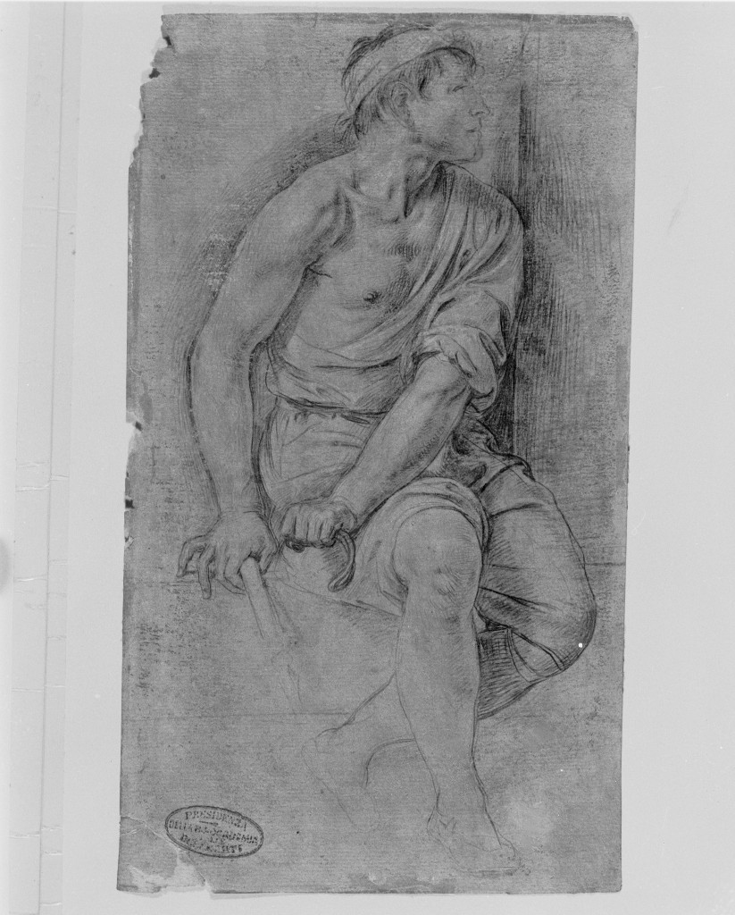 Uomo seduto, verso destra, figura maschile seduta (disegno, opera isolata) di D'Enrico Antonio detto Tanzio da Varallo (secc. XVI/ XVII)