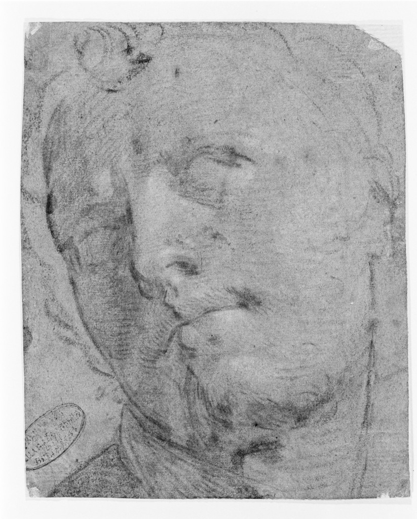 Testa virile, figura maschile (disegno, opera isolata) di Crespi Daniele (secc. XVI/ XVII)