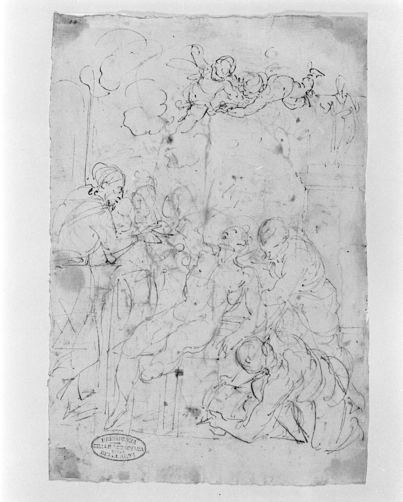 martirio di San Lorenzo (disegno, elemento d'insieme) di Ghitti Pompeo (sec. XVII)
