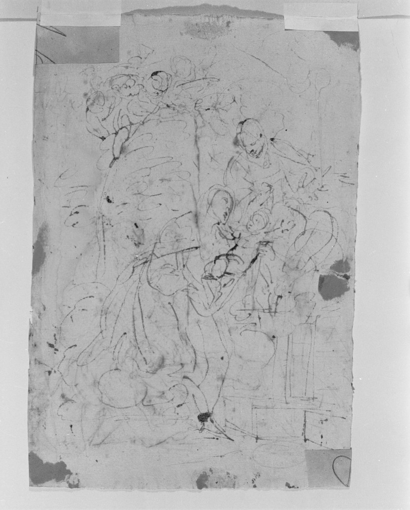 Madonna con Bambino e Santi (disegno, elemento d'insieme) di Ghitti Pompeo (sec. XVII)