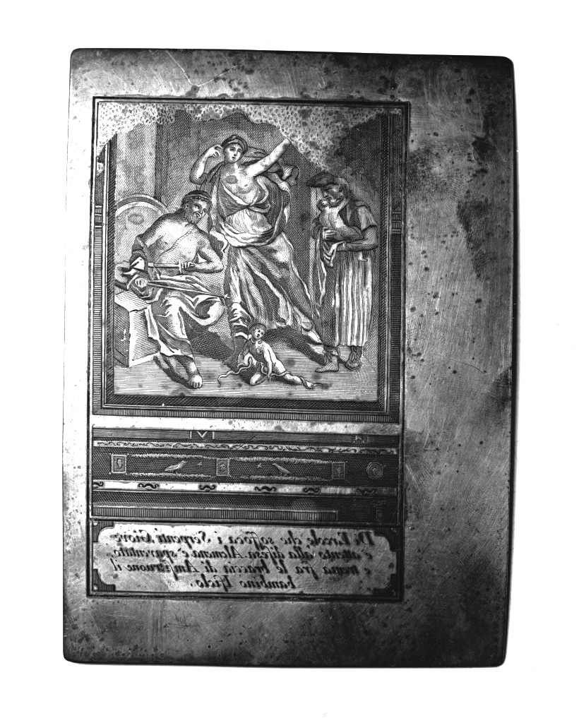 Ercole bambino soffoca i serpenti (matrice, elemento d'insieme) - ambito veneziano (sec. XVIII)