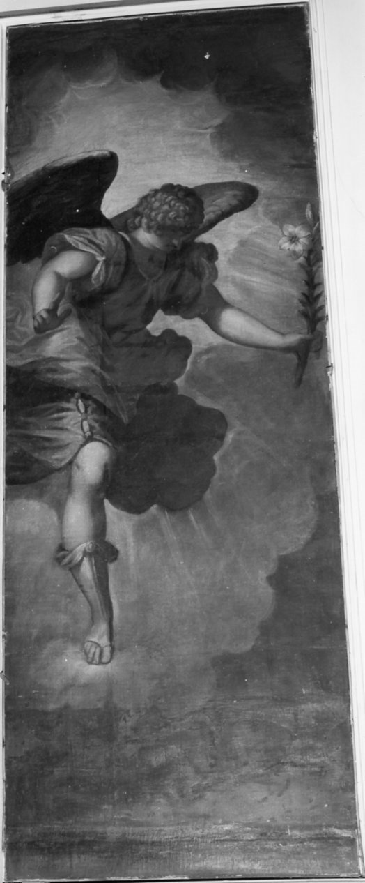Angelo annunciante, angelo annunciante (dipinto, opera isolata) di Negretti Jacopo detto Palma il Giovane (ultimo quarto sec. XVI)