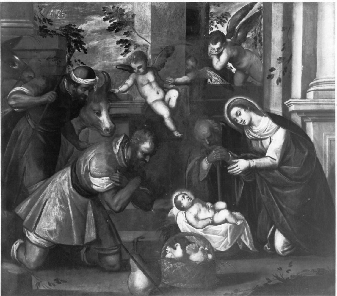 adorazione dei pastori, adorazione dei pastori (dipinto, opera isolata) di Vassillacchi Antonio detto Aliense (prima metà sec. XVII)