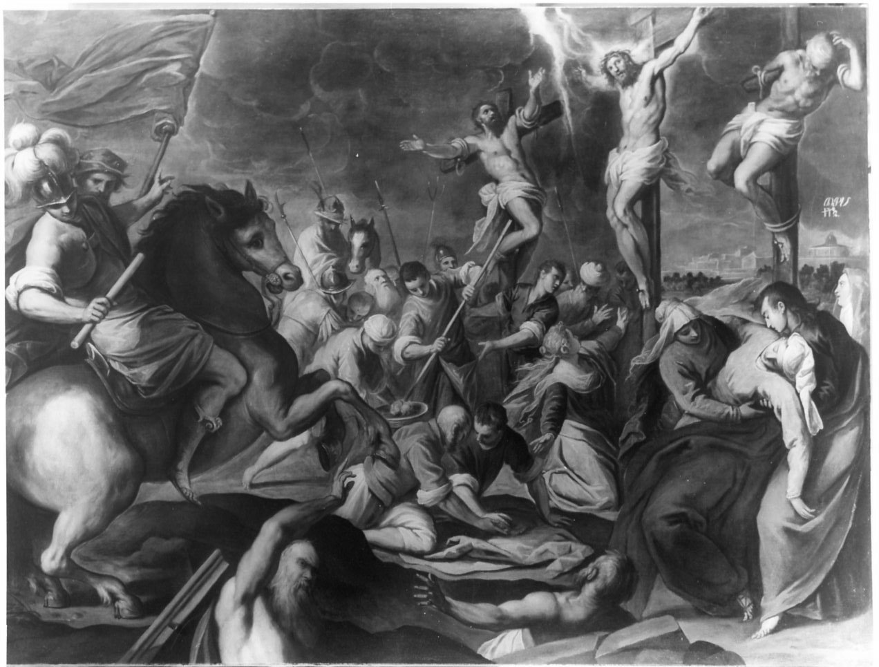 crocifissione, crocifissione (dipinto, opera isolata) di Negretti Jacopo detto Palma il Giovane (fine sec. XVI)