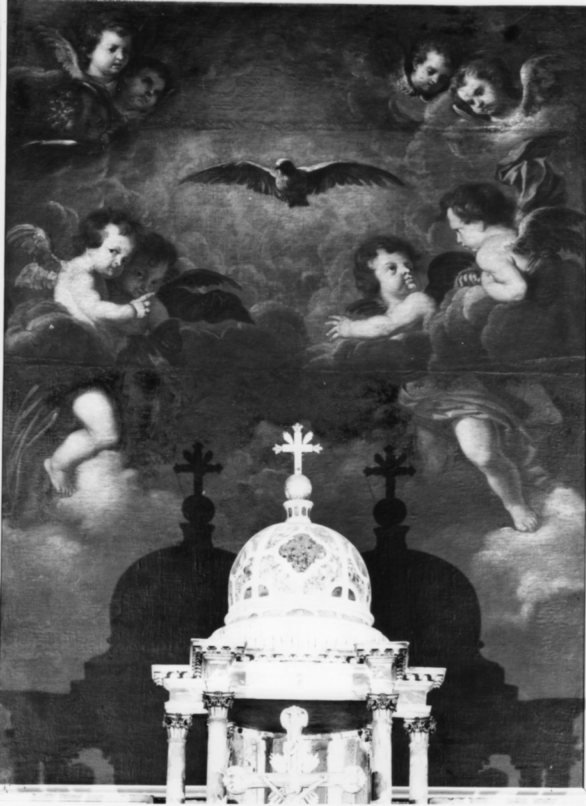 colomba dello Spirito Santo e angeli, colomba dello Spirito Santo e angeli (dipinto, opera isolata) di Regnier Nicolas detto Renieri (sec. XVII)