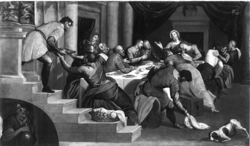 ultima cena, ultima cena (dipinto, opera isolata) di Vassillacchi Antonio detto Aliense (fine sec. XVI)